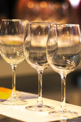 wine tasting sampling with glasses , selective focus