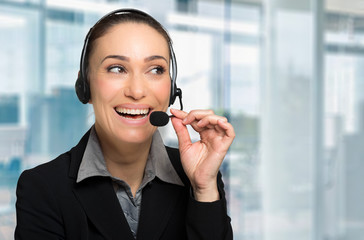 Female call center operator