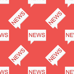 News message seamless pattern on red background