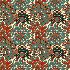 Seamless hand drawn mandala pattern.