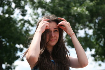 Brunette girl on the street
