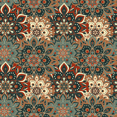 Seamless hand drawn mandala pattern.