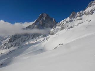Fototapeta na wymiar beautiful winter landscape of totes gebirge mountains