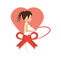 pregnant woman heart bow decoration vector illustration eps 10