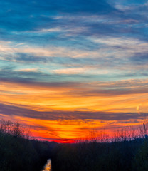 winter sunset in northern hemisphere