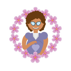 pregnant woman flower decoration vector illustration eps 10