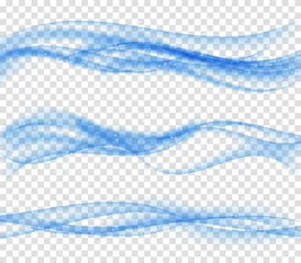 Fototapeten Abstract Blue Wave Set on Transparent  Background. Vector Illust © olegganko