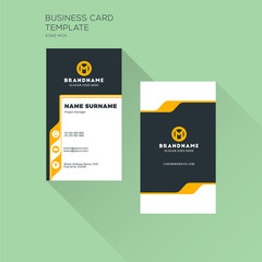 Vertical Business Card Print Template. Personal Visiting Card with Company Logo. Clean Flat Design. Vector Illustration