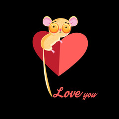 Loving little tarsier with a heart