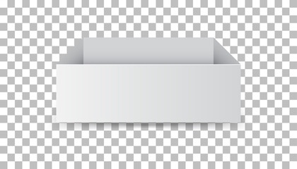 White cardboard package box. Vector illustration isolated on isolated background.