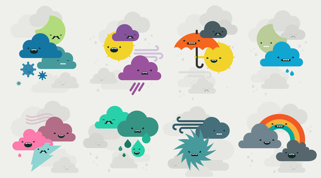 Cute Weather Emojis Characters Collection