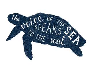 Fotobehang The voice of the sea speaks to the soul lettering © Marina Gorskaya