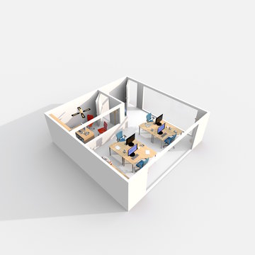 3d rendering of furnished office