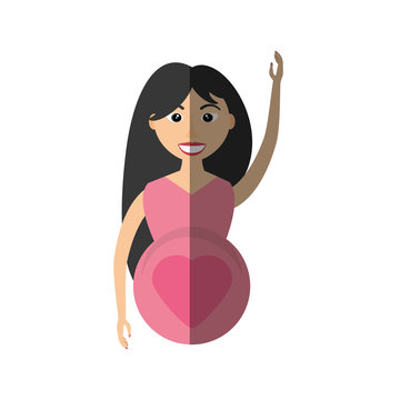 happy woman pregnant expectant shadow vector illustration eps 10