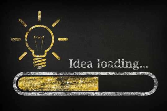 Idea loading concept suitable. Progress bar loading a new idea, for business and career. A loading bar isolated on a blackboard indicate the progress status of a new idea