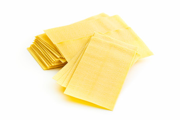Raw lasagne sheets.