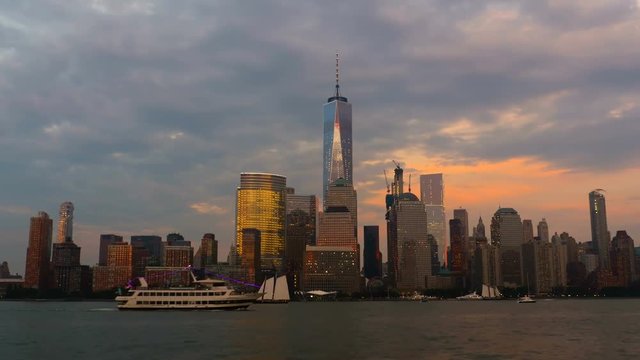 New York City At Dusk Lower Manhattan 4k