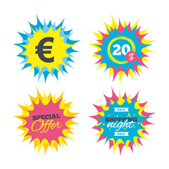 Euro sign icon. EUR currency symbol.