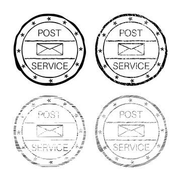 Post service black faded round stamp
