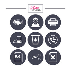 Office, documents and business icons.