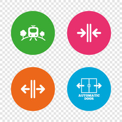 Obraz premium Train railway icon. Automatic door symbol.