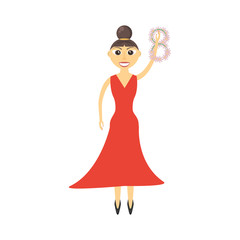 elegant woman red dress icon, vector illustration