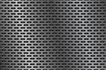 Metal perforated background. Oval shaped holes