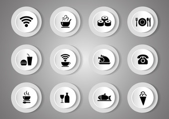 Vector set of black icons with food