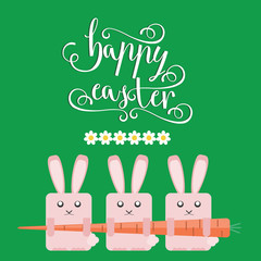 happy Easter greeting card with Easter rabbit