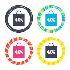 40 percent sale bag tag sign icon.