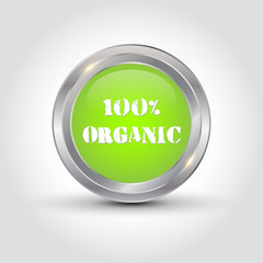 100% organic badge, vector illustration
