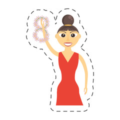 elegant woman red dress icon, vector illustration