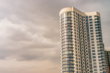 Building facade in sunset light