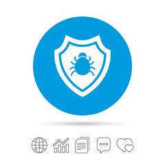 Shield sign icon. Virus protection symbol.