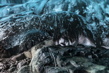 Blue and black glacier wave