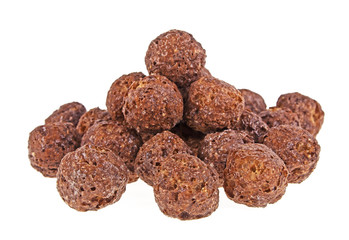 Cereal chocolate balls on white background