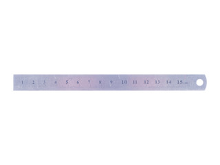 Silver metal ruler on white isolated background