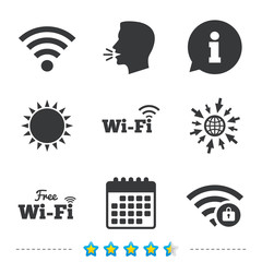 Wifi Wireless Network icons. Wi-fi zone locked.