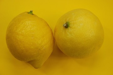 lemons on  a yellow  background