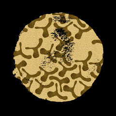 Gold circle with vintage abstract patterns.