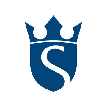 S Logo Vector With Shield And Crown Symbol.