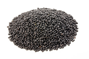 Lentin beluga. Black Lentins.Isolated on the white background.