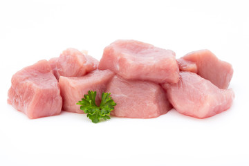 fresh meat on slice on the white background.