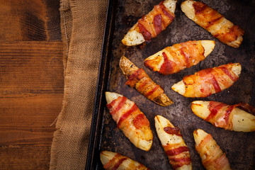 Bacon Wrapped Potatoes. Selective focus.