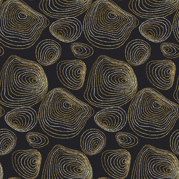Concept seamless luxury pattern with dots and lines for header, card, background, invitation. decorative stylized dot vector illustration on black background.