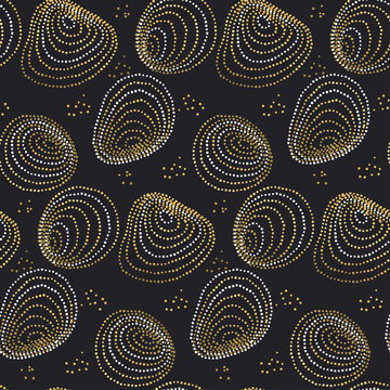 Concept seamless luxury pattern with dots and lines for header, card, background, invitation. decorative stylized dot vector illustration on black background.