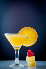 Orange juice and slices of orange fruit