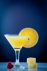 Orange juice and slices of orange fruit