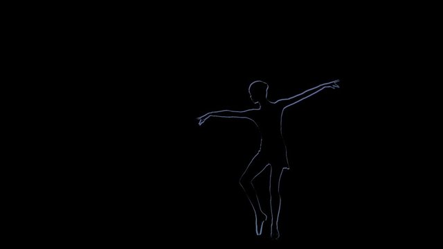 Classical ballet performed by the silhouette girl. Computer drawing