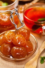 Organic Fig Fruit Jam. Selective focus.